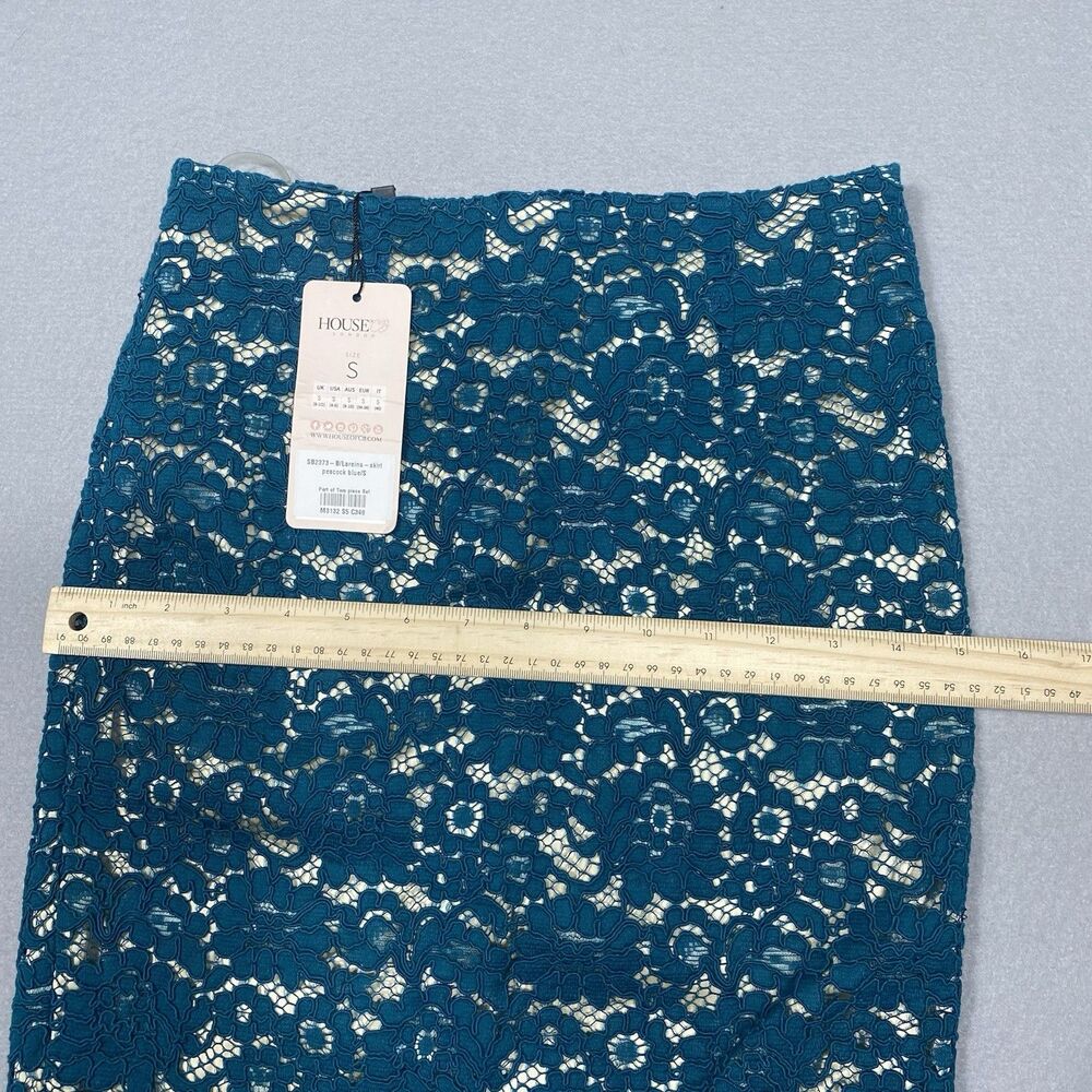 House of CB London Peacock Blue Lace Lareina Skirt Small NWT Spring Break Event - Picture 11 of 14